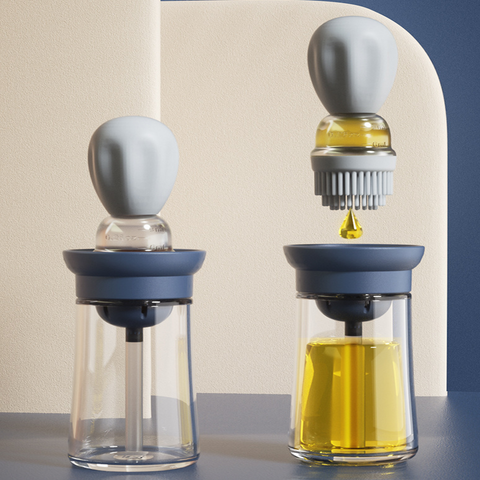 Glass oil brush with dropper cap