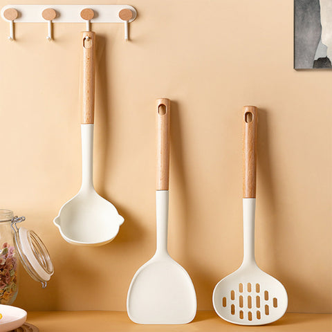Premium Silicone & Wood Kitchen Utensil Set
