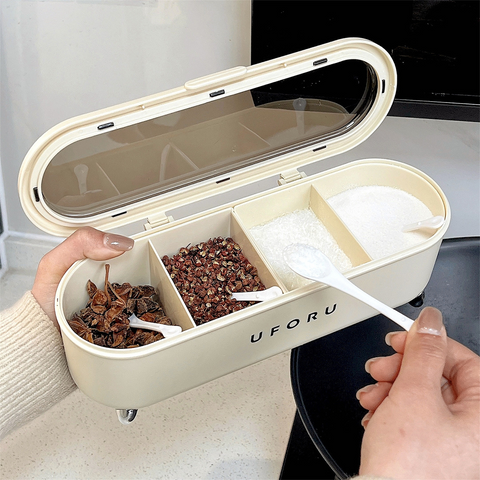 UFORU 4-Compartment Spice Organizer Box