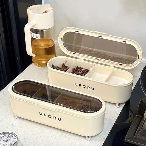 UFORU 4-Compartment Spice Organizer Box