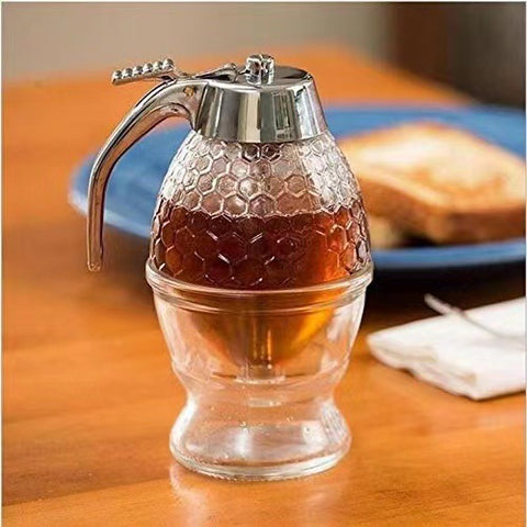 Japanese creative press-type honey jar squeeze sauce bottle plastic sealed jar funnel jar syrup pot sprinkling belt base