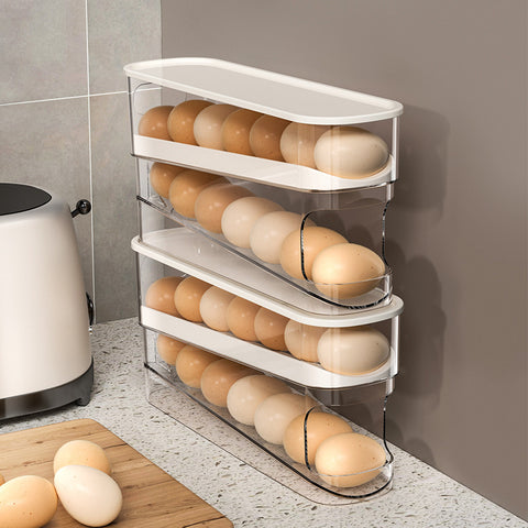 Egg carton storage refrigerator with food grade rolling egg rack kitchen freshness side door refrigerator storage box with lid