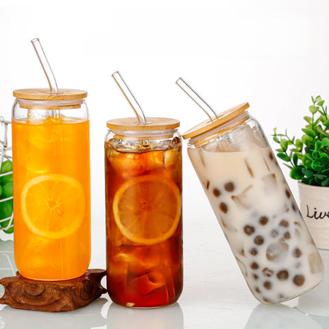 Amazon popular cola mug, high borosilicate, high temperature resistant glass, straw mug, beer mug, cola mug set pattern
