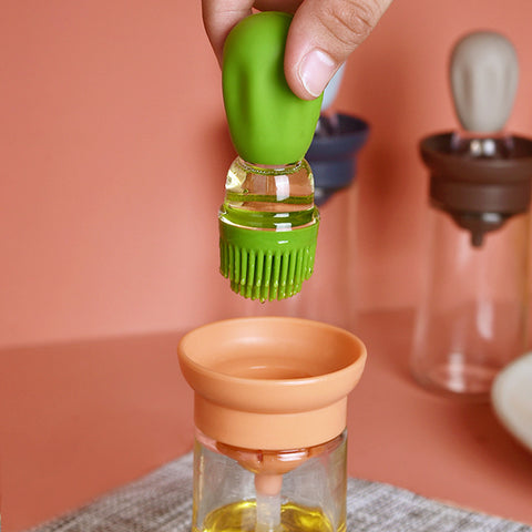 Glass oil brush with dropper cap