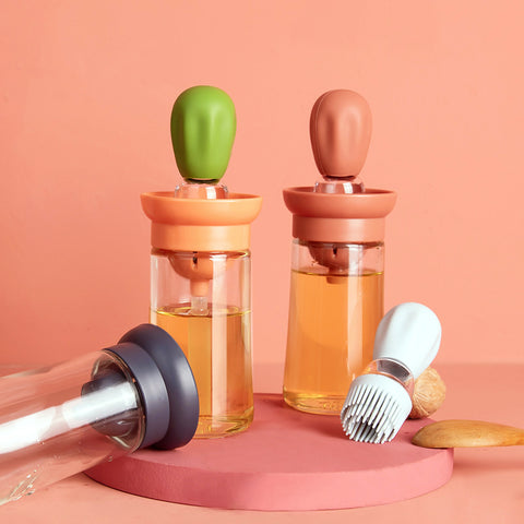 Glass oil brush with dropper cap