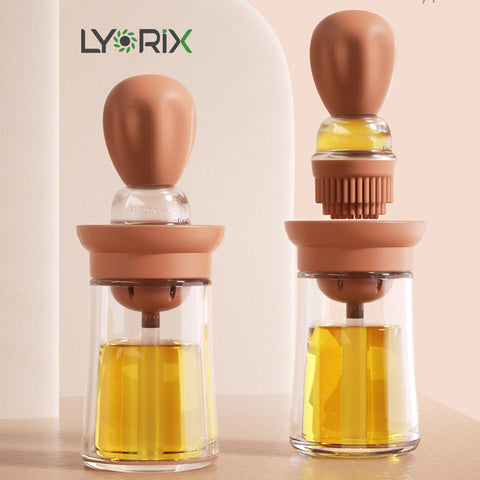 Glass oil brush with dropper cap