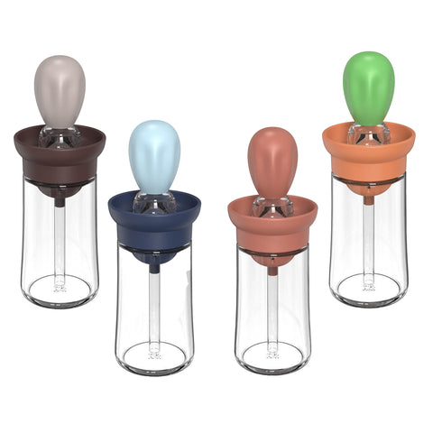 Glass oil brush with dropper cap