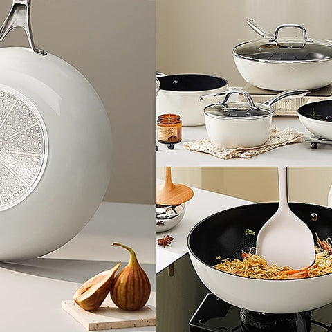Premium Non-Stick Cookware Set with Glass Lids (4 Pieces)