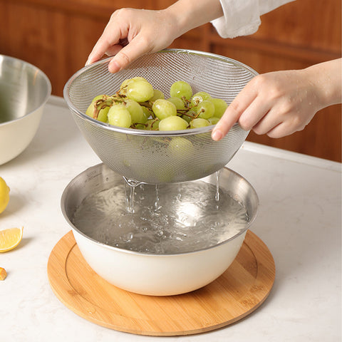Colander & Bowl Set with Bamboo Lid