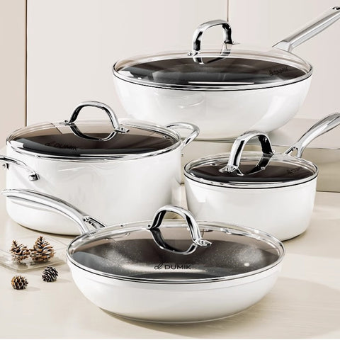 Premium Non-Stick Cookware Set with Glass Lids (4 Pieces)