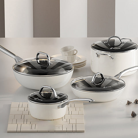 Premium Non-Stick Cookware Set with Glass Lids (4 Pieces)