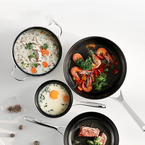 Premium Non-Stick Cookware Set with Glass Lids (4 Pieces)