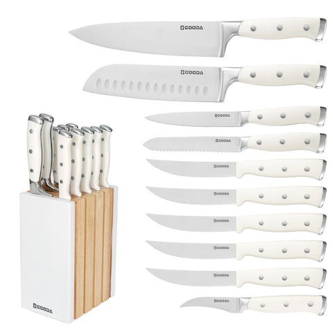 Foreign Trade Kitchen Stainless Steel Knife Set 11 Piece Knife Set Cross-border Wooden Seat Chef Steak Set Knife Gift Gift
