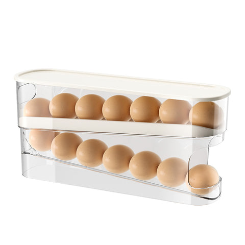 Egg carton storage refrigerator with food grade rolling egg rack kitchen freshness side door refrigerator storage box with lid