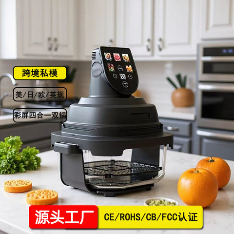 Cross-border color screen intelligent air fryer Air Fryer glass visual French fries electromechanical oven European standard 110V beauty