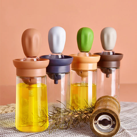 Glass oil brush with dropper cap