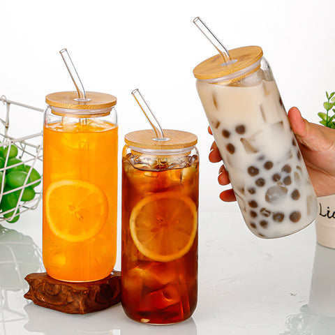 Amazon popular cola mug, high borosilicate, high temperature resistant glass, straw mug, beer mug, cola mug set pattern
